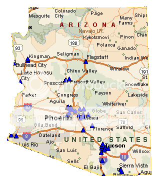 Map cities Arizona state towns and four corners