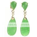 Green jade pear earrings.